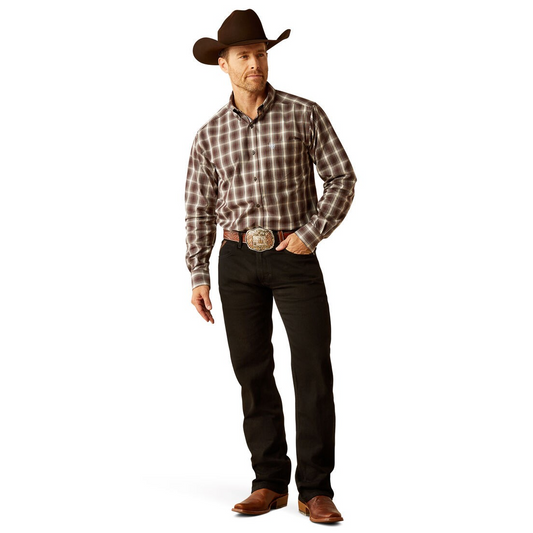 Ariat Men's Long Sleeve Pro Series Carson Fitted Shirt- Brown