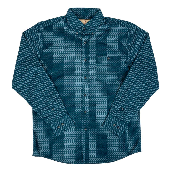 Wrangler Men's Diamond Print Button Down Long Sleeve Shirt