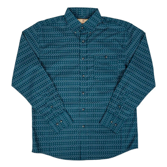 Wrangler Men's Diamond Print Button Down Long Sleeve Shirt