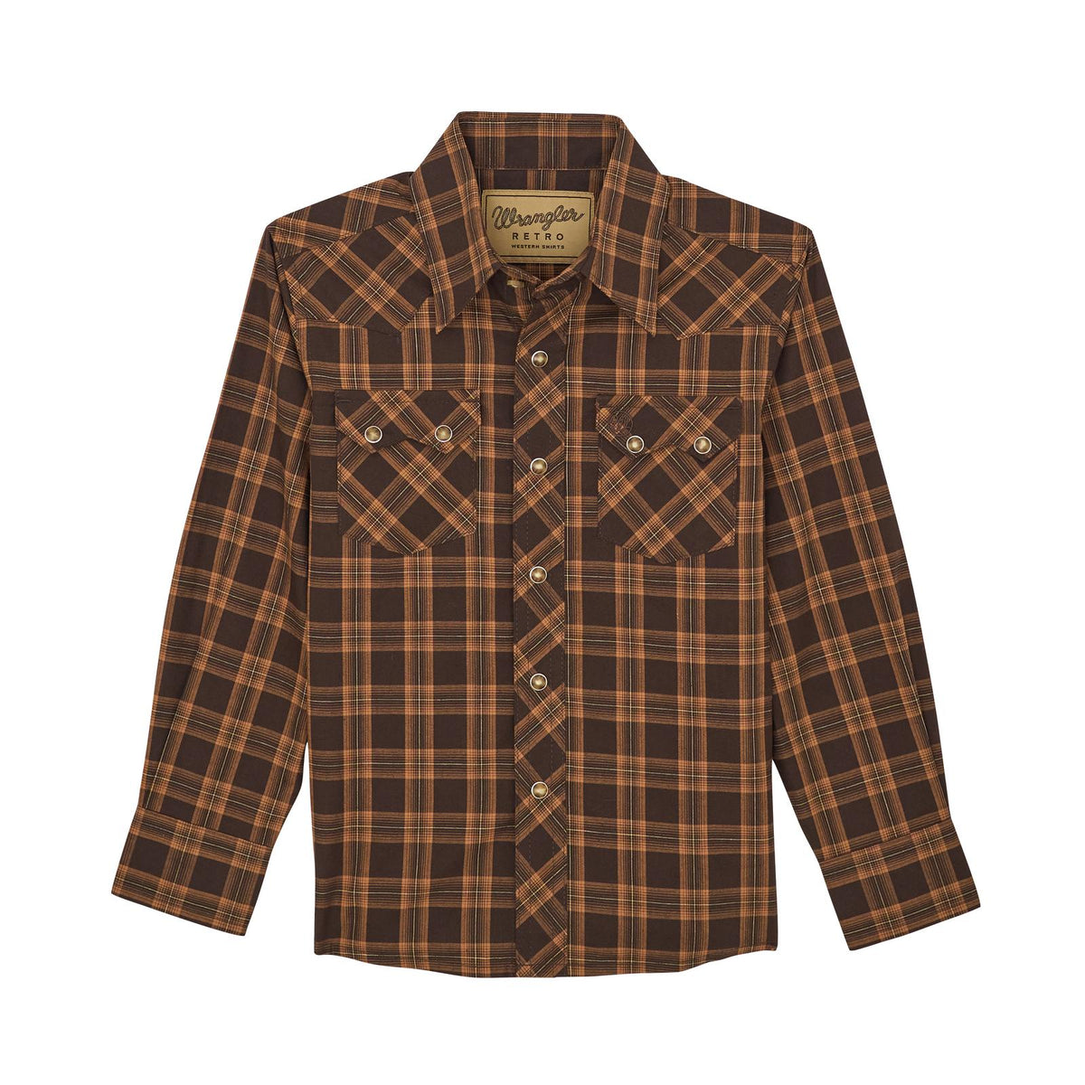 Wrangler Boy's Wrangler Retro Long Sleeve Shirts - Brown - Irvine Tack & Western Wear
