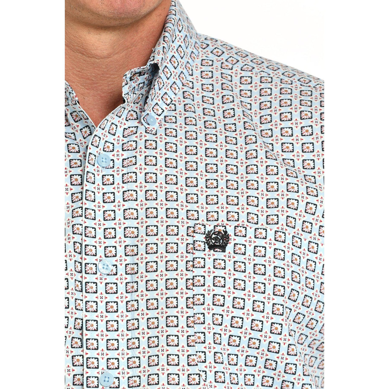 Cinch Men's Short Sleeve Print Shirt 725  - Light Blue