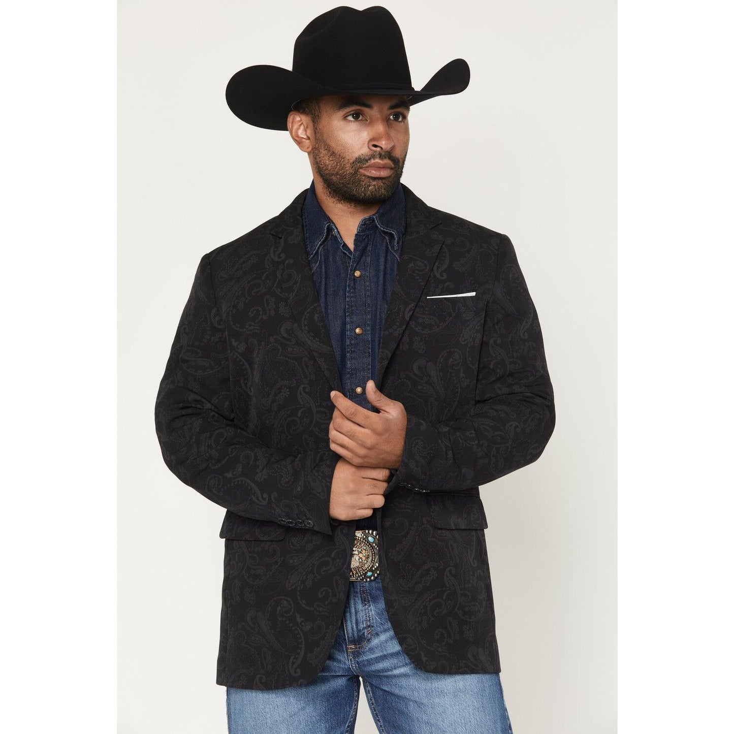 Rock & Roll Men's Paisley Print Sport Coat - Black