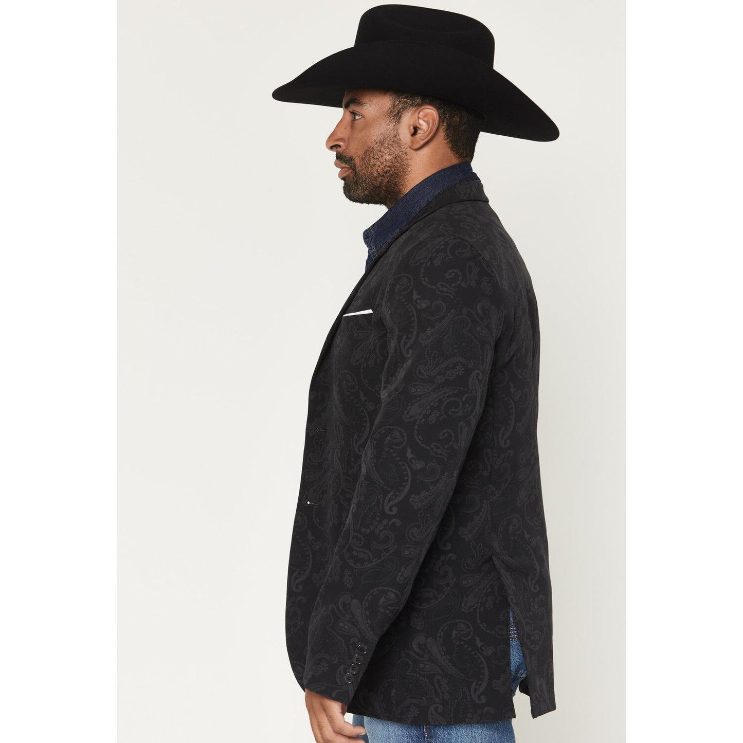 Rock & Roll Men's Paisley Print Sport Coat - Black