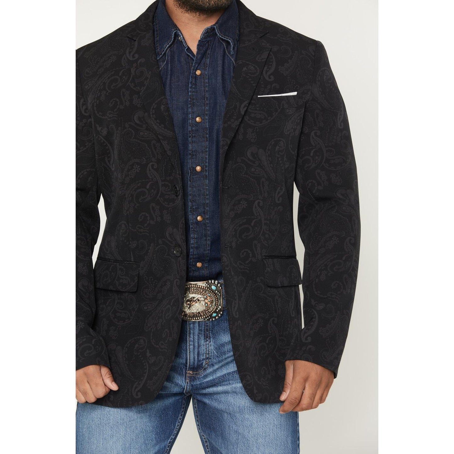 Rock & Roll Men's Paisley Print Sport Coat - Black