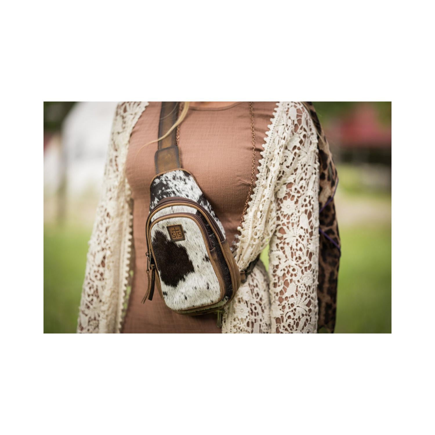 STS Ranchwear Sojourner Cowhide Sling Bag - Brown - Irvine Tack & Western Wear