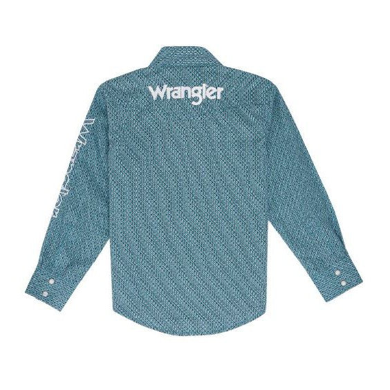 Wrangler Boy's Classic Long Sleeve Shirt- Turquoise