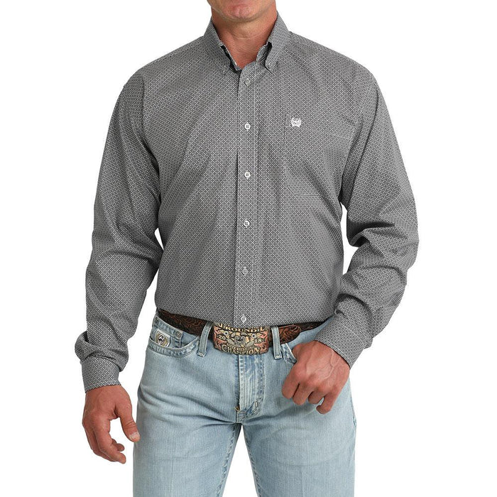 Cinch Men's Long Sleeve Print Shirt- Grey