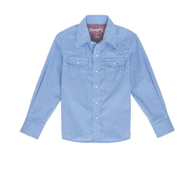 Wrangler Boy's 20X AC Long Sleeve Comfort Shirt- Blue