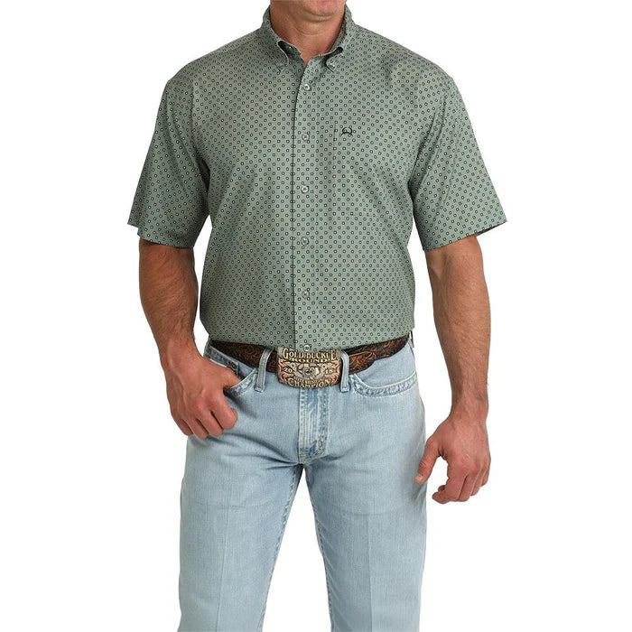 Cinch Men's Short Sleeve Arenaflex Print Shirt- Olive