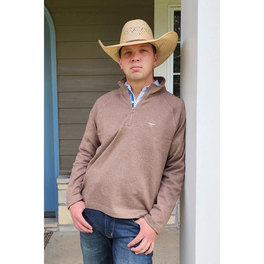 Drover Men's 1/4 Zip Solid Pullover Sweater - Khaki Brown