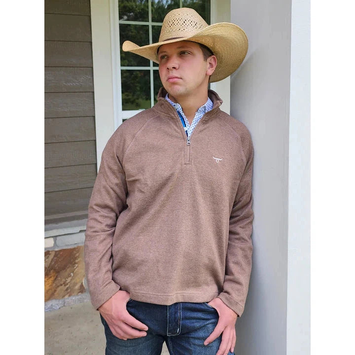 Drover Men's 1/4 Zip Solid Pullover Sweater - Khaki Brown
