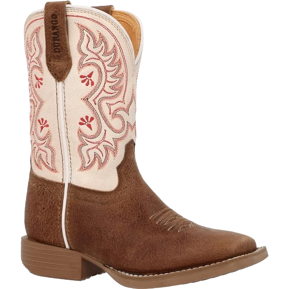 Durango Youth Shyloh 8" Square Toe Western Boot - Honey Tan/Metallic Peach