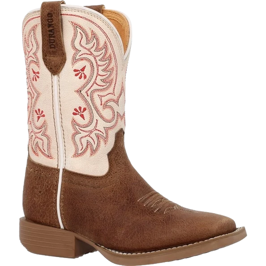 Durango Youth Shyloh 8" Square Toe Western Boot - Honey Tan/Metallic Peach