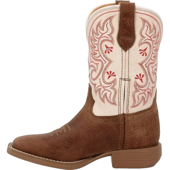 Durango Youth Shyloh 8" Square Toe Western Boot - Honey Tan/Metallic Peach