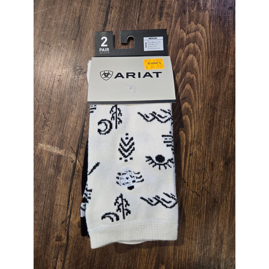 Ariat 2 Pair Pack Socks - White/Black
