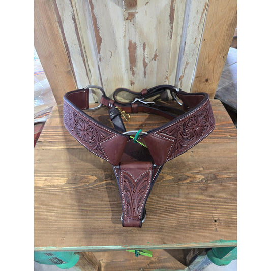 Irvine's  2 3/4" Rope Breast Collar - Waffle w/Caddo Flower - Irvine Tack & Western Wear