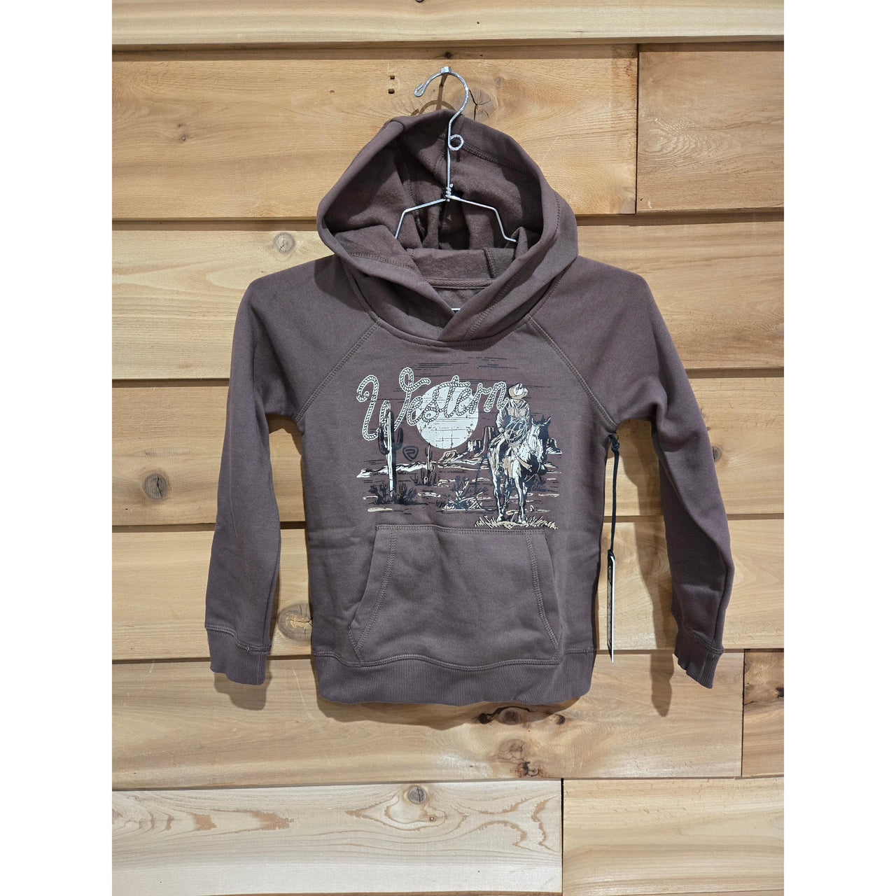 Rock & Roll Boy's Western Graphic Hoodie - Brown