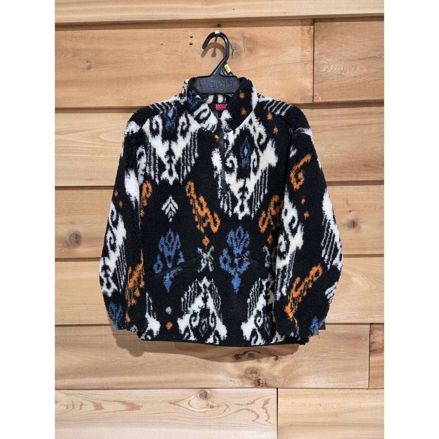 Rock & Roll Girl's Ikat Print Sherpa - Black