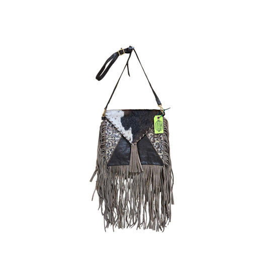 D2W Trading Crossbody Western Bag with Fringes - Floral Tan