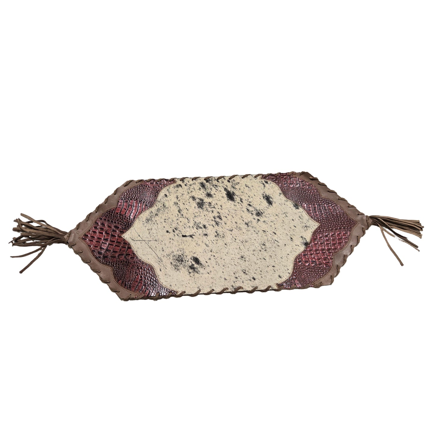 D2W Trading Mini Table Runner Model 2 Plain with Details & Tassel - Croc Red