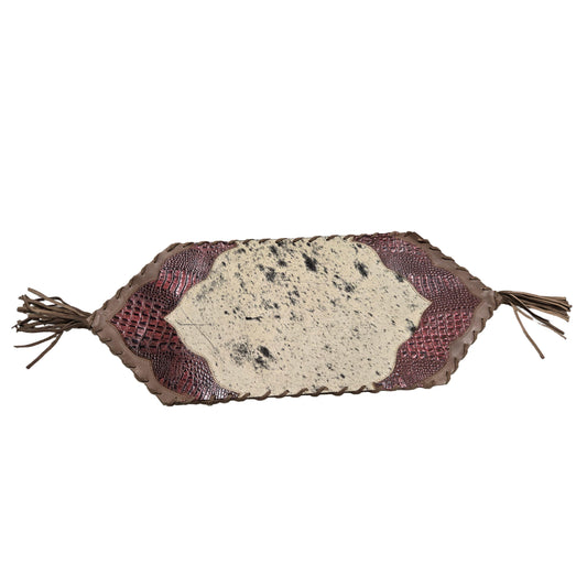 D2W Trading Mini Table Runner Model 2 Plain with Details & Tassel - Croc Red