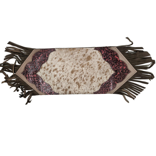 D2W Trading Mini Table Runner Model 2 Plain with Details & Fringes - Floral Red