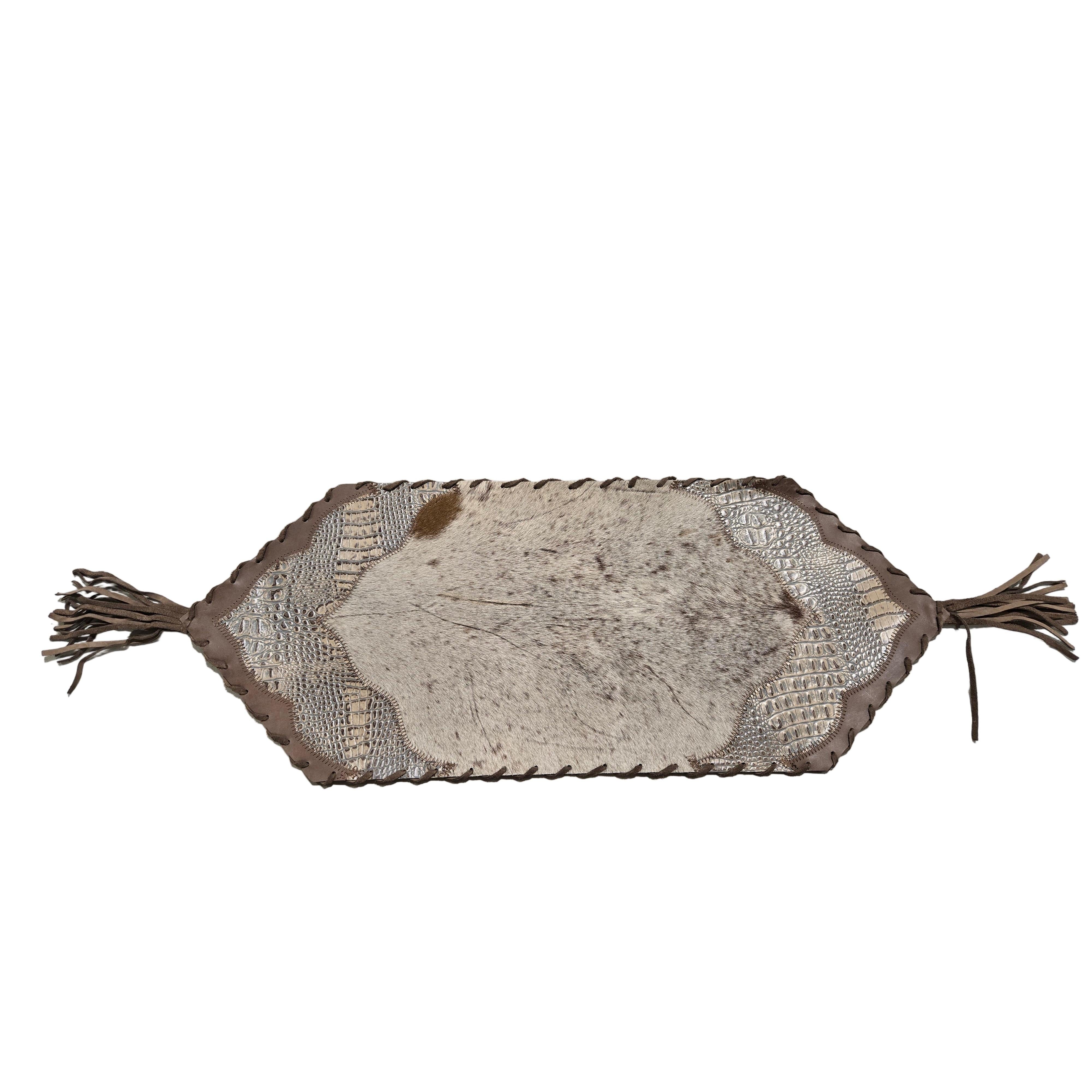D2W Trading Plain Mini Table Runner Model 2 with Details Croc Tan & Ta ...