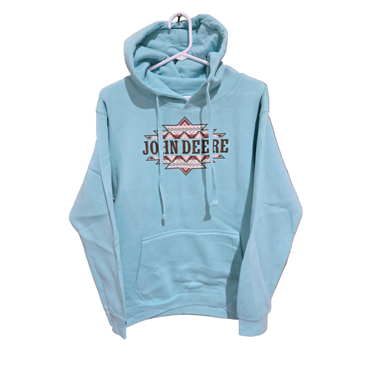 John Deere Women's Aztec Badge Long Sleeve Hoodie - Saltwater