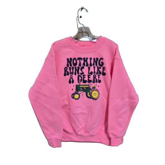 John Deere Girl's Nothing Runs Like a Deere Crew - Hot Pink
