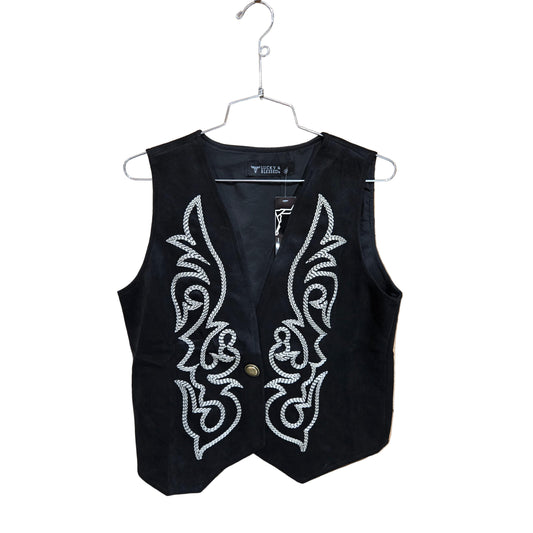 Lucky & Blessed Women's Suede Boot Stitched Vest- Black