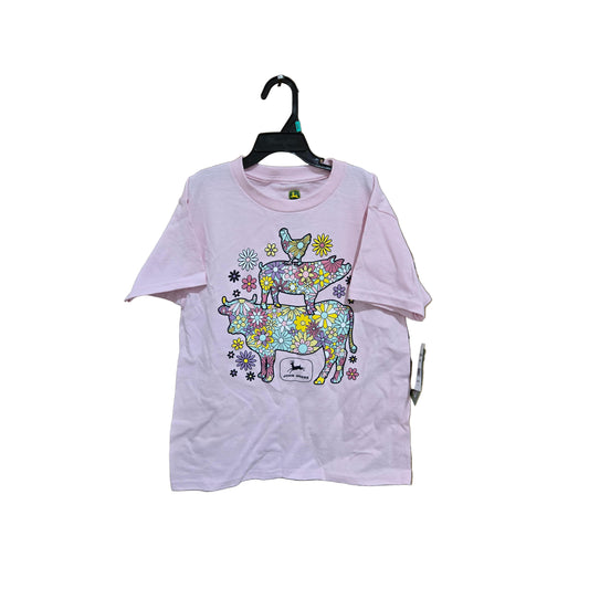 John Deere Girl's Stack Short Sleeve Tee-Shirt - Pink
