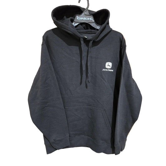 John Deere Men's John Deere Grey Logo on Front Hoodie - Black