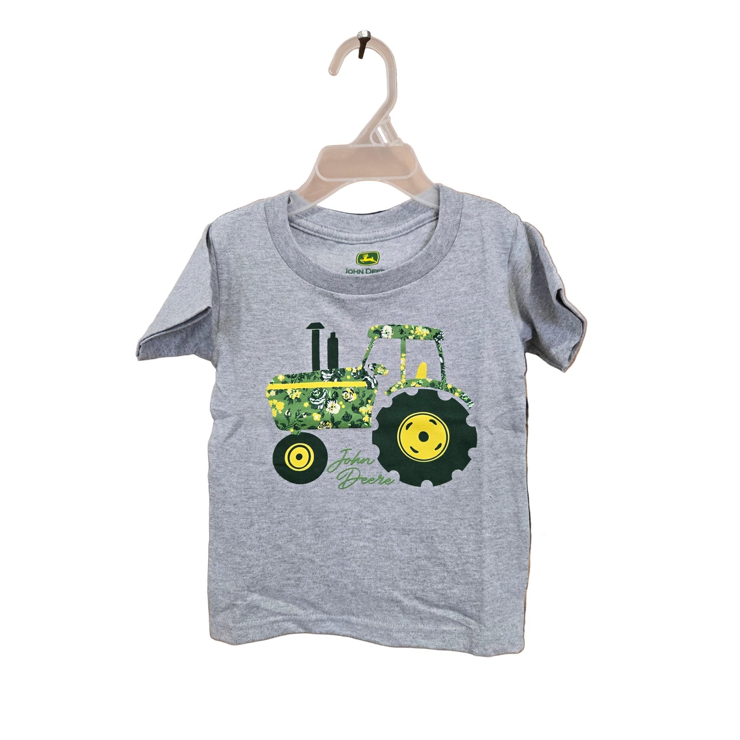 John Deere Toddler Floral Tractor Tee Shirt - Oxford Heather