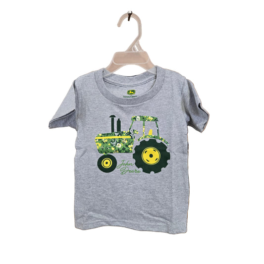 John Deere Toddler Floral Tractor Tee Shirt - Oxford Heather