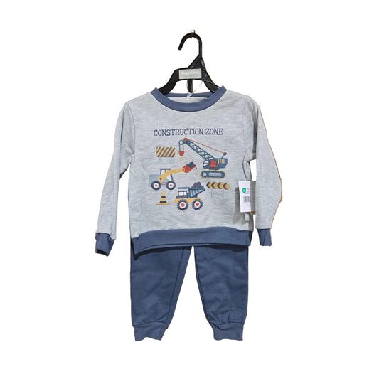 Rugged Bear Construction Sweatshirt Set - Grey Heather/Blue