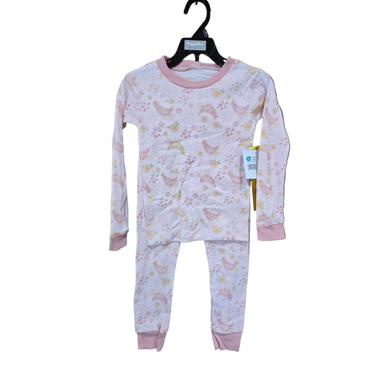 Rugged Bear Girl's Chick Long Sleeve 2 Piece Pajama Set- Pink