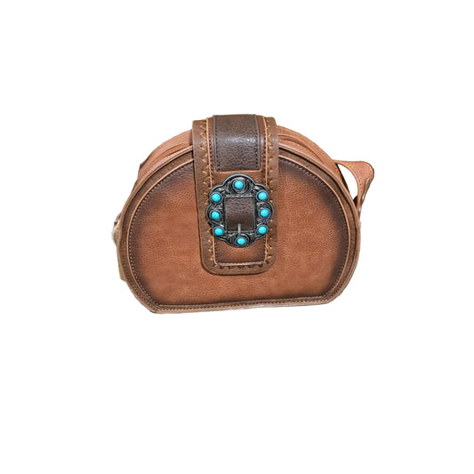 Catchfly Women's Canteen Bag with Turquoise Buckle  - Tan