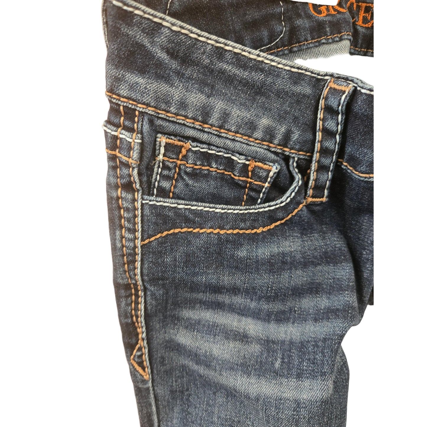 Grace in LA Girl's Floral Jeans - Blue