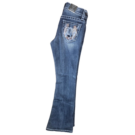 Grace in LA Girl's Horseshoe Jeans - Blue