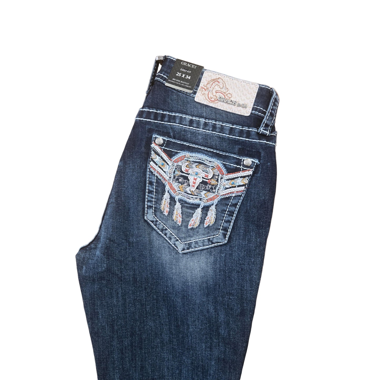 Grace in LA Women's Steerhead Bootcut Jeans - Blue