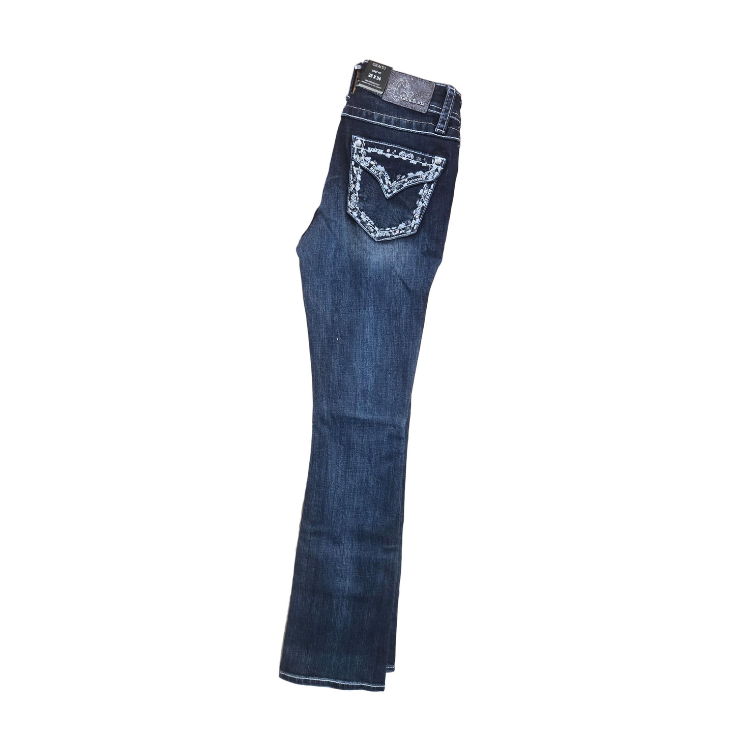 Grace in LA Women's Border Bootcut Jeans - Blue