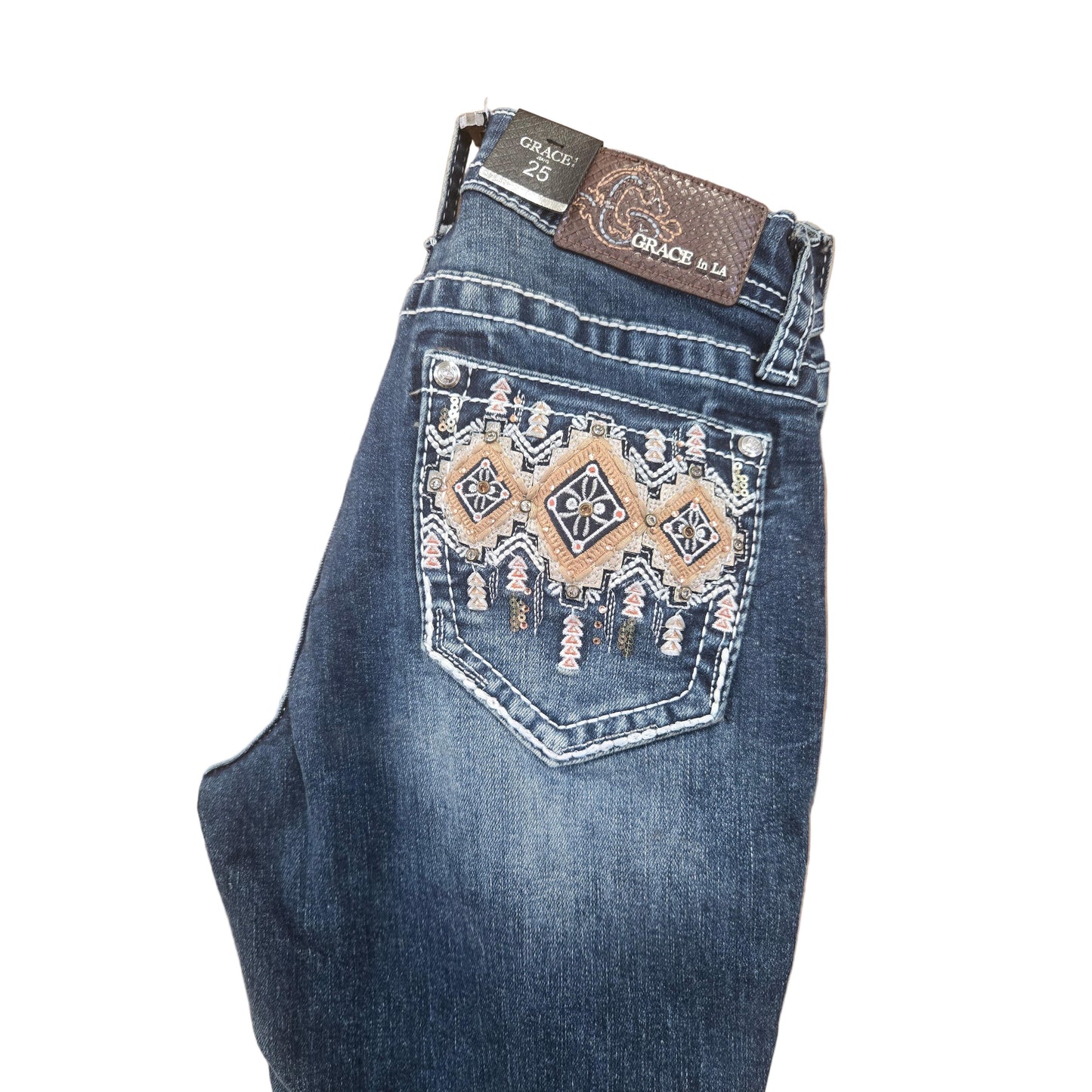 Grace in LA Women's Aztec Bootcut Jeans- Blue - Irvine Tack & Western Wear