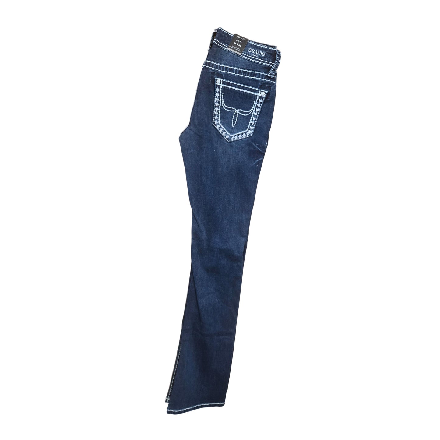 Grace in LA Women's Simple Stitch Bootcut Jeans - Blue