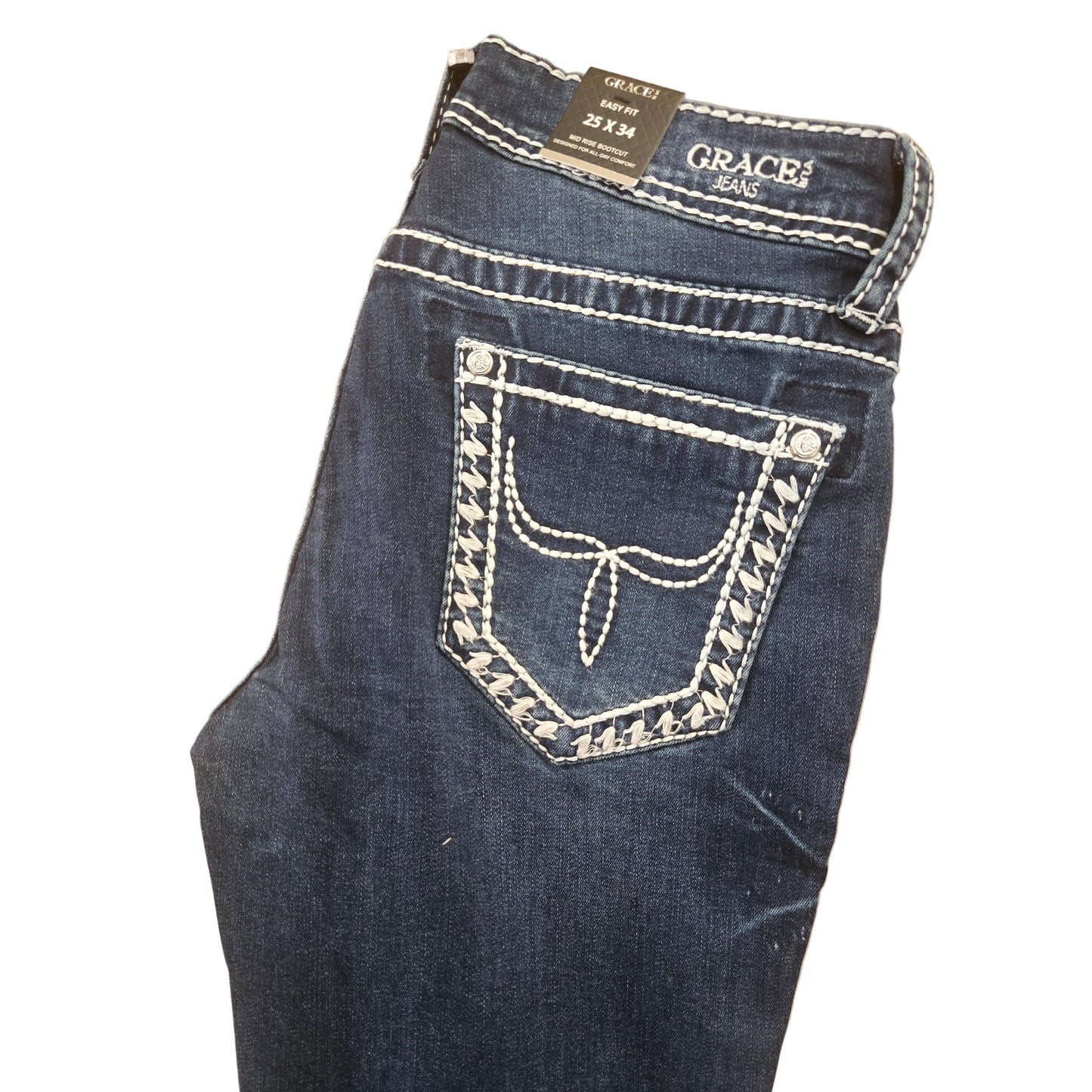 Grace in LA Women's Simple Stitch Bootcut Jeans - Blue