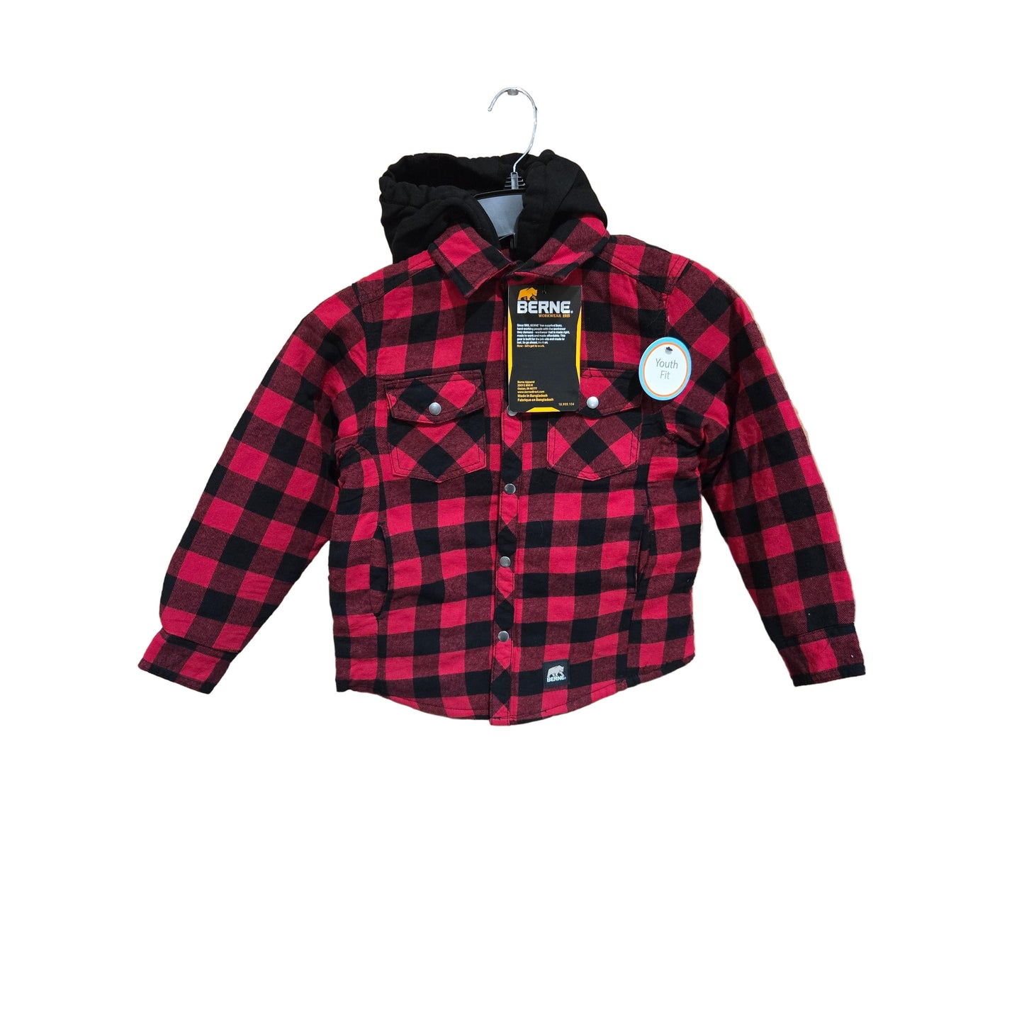 Berne Youth Hooded Flannel Shirt Jacket