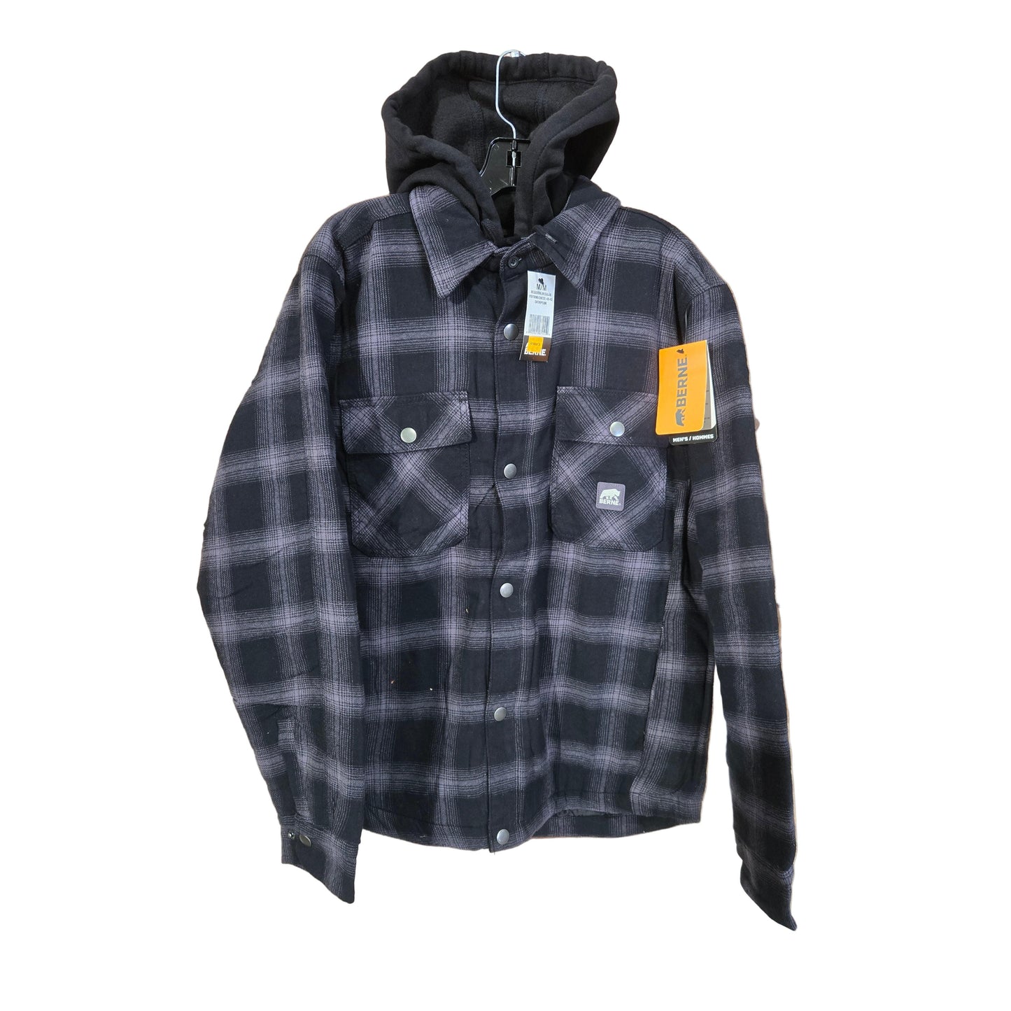 Berne Men's Quilted Hooded Flannel Shirt Jacket