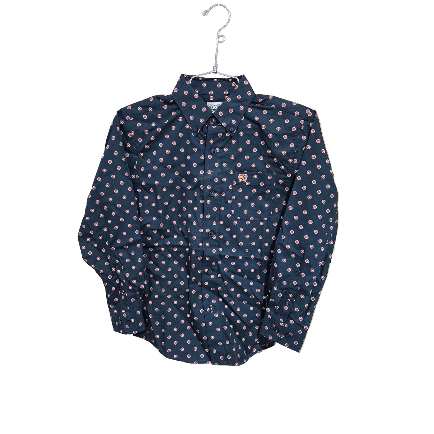 Cinch Boy's Long Sleeve Solid Button Up Shirt - Navy