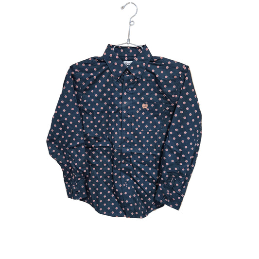 Cinch Boy's Long Sleeve Solid Button Up Shirt - Navy