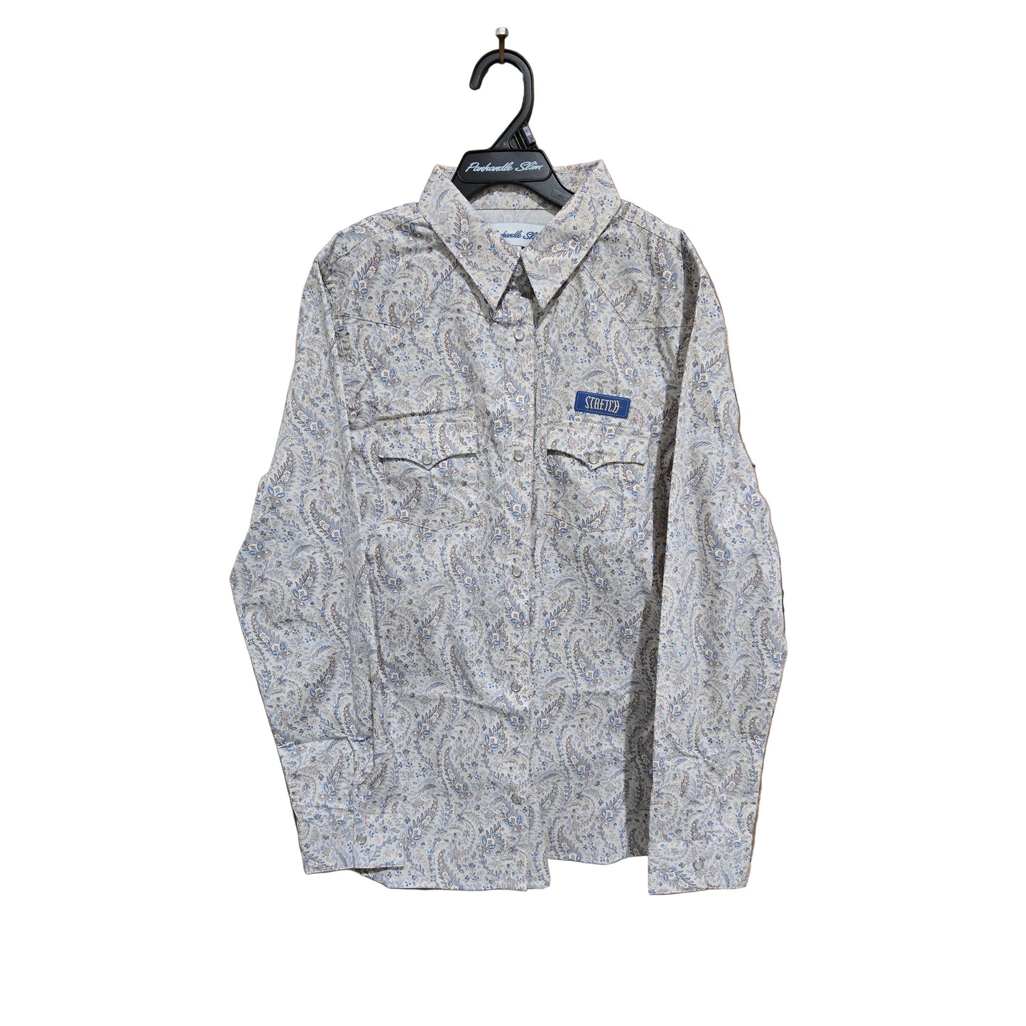 Panhandle Girl's Long Sleeve Print 2 Pocket Snap Shirt - Beige