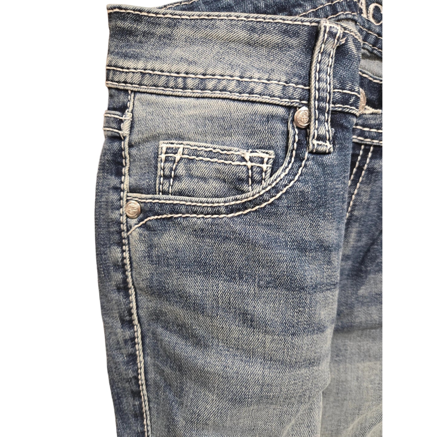 Grace in LA Women's Floral Flare Jeans - Light Blue